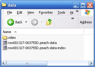 Example of data and index file pair
