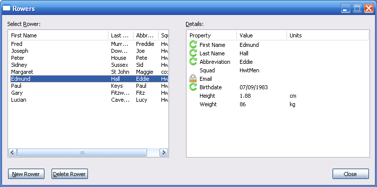 Rower database